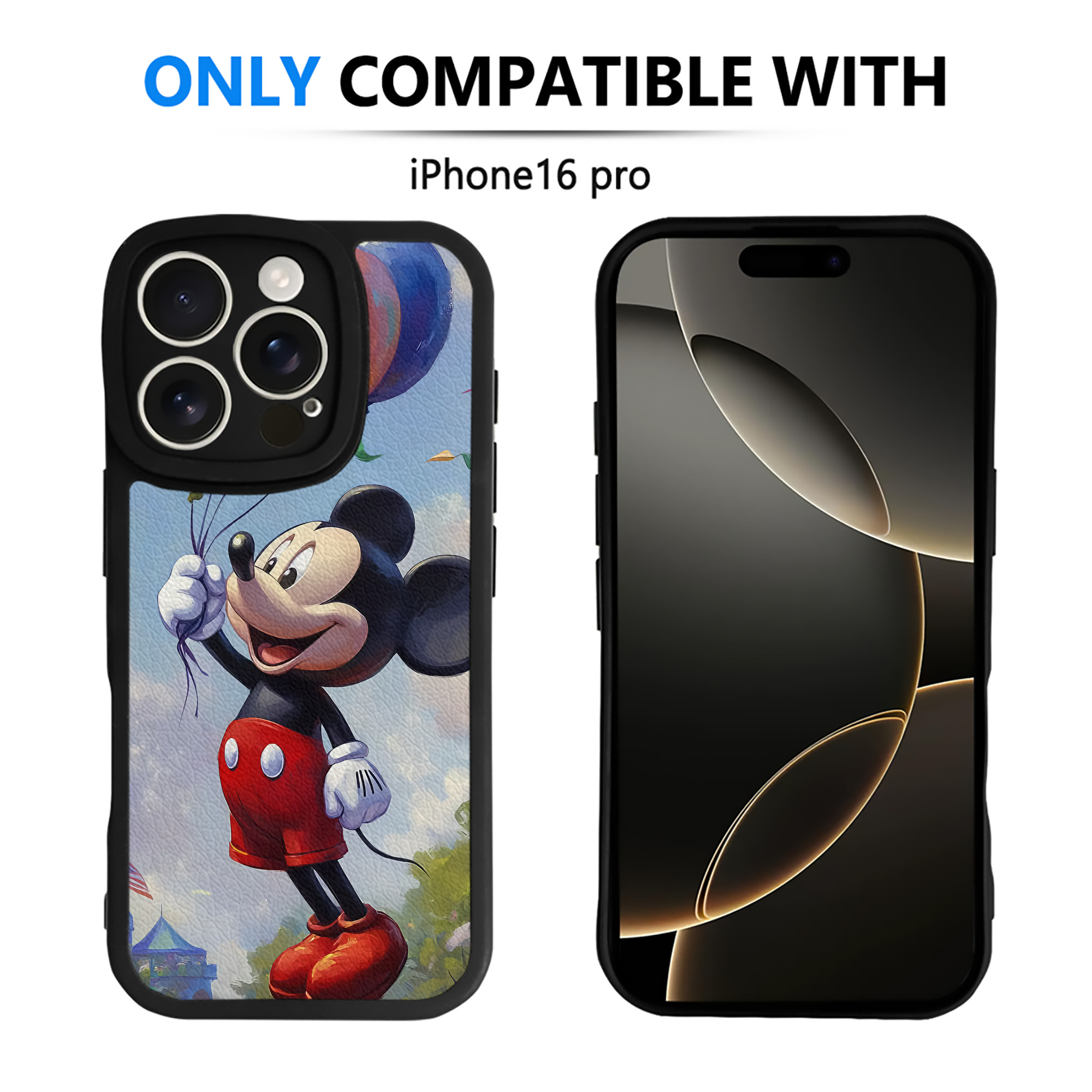 （画像用） ミッキーマウス Mickey Mouse 【iPhone 16シリーズ対応】シリコンスマホケース（レザー調） 材質：シリコン